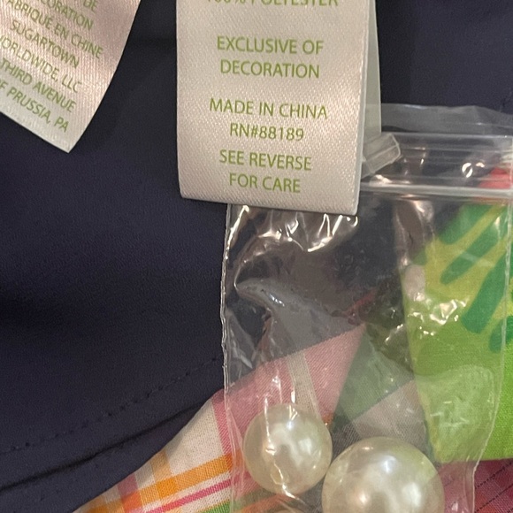 New Lilly Pulitzer navy tank tank top pearl neck line necklace Small NWT - Picture 4 of 7